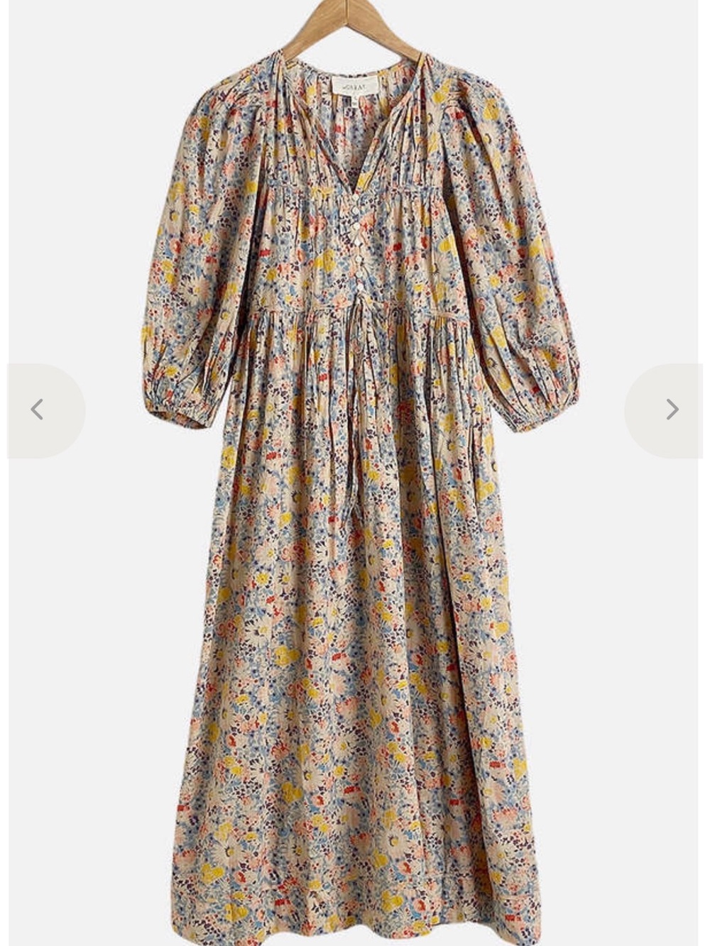 THE GREAT. Bonnet dress  Floral Button-Front Midi Dress.